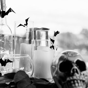 history of halloween black and white tablescape