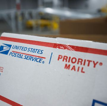la vergne, tn november 04 detail view of the usps logo on a piece of priority mail packaging during a media tour of a united states postal service package support annex on november 4, 2021 in la vergne, tennessee usps saw a 48 percent demand increase for package delivery last holiday season photo by brett carlsengetty images